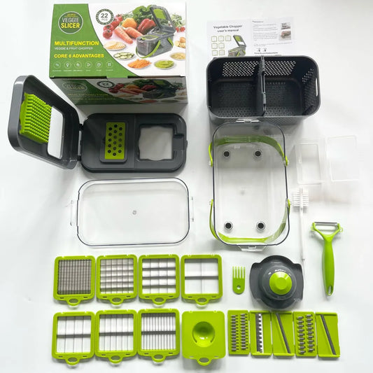 Picadora de Verduras Multifuncional – 13 Cuchillas Intercambiables, Acero Inoxidable