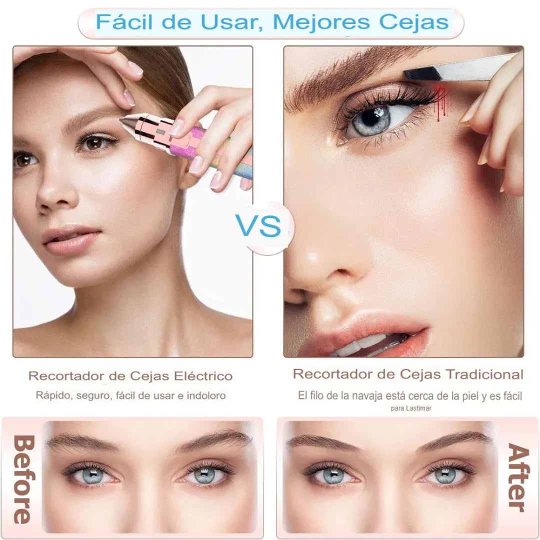 Depiladora Facial 2 en 1 Recargable con Luz LED – Rostro y Nariz